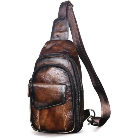 Men Outdoor Casual Travel Hiking Tea Crossbody Chest Sling Bag Rig One